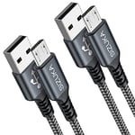 Câble Micro USB [2M/Lot de 2] Chargeur Micro USB 3A Charge Rapide,Nylon Tressé Chargeur pour Android Samsung Galaxy S7 S6 Edge J7 J5 J3, Redmi Note 5, Wiko, Huawei, Sony, LG, Kindle, PS4