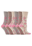 6 Pairs Ladies GG33 Gentle Grip Socks Size 4-8 Uk Floral Design