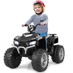 COSTWAY 24V Quad Électrique Enfant avec Musique & Lumières LED, Voiture Électrique avec 4 Roues Antidérapantes & Pédale, Démarrage Lent, Vitesse