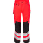 FE Engel stretchbyxor 2544, High-Vis klass 2, röd/svart, stl 124