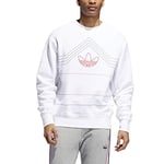 Adidas Men RIVALRY Crew Sweatshirt - White/Scarlet, X-Large