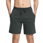 Irdcomps Bas de Pyjama Homme Coton Pantalon Shorts Bermuda Court Doux Short Jogging Sport Décontracté Vêtements de Nuit Élastique Ajustable et Poches Short de Pyjama d'été Nouveau-Gris Foncé XXL