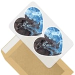 2 x Heart Stickers 10 cm - Black Blue Ink Art Painting Paint #44307