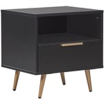 Beliani - Table de Chevet 40 x 30 cm a un Tiroir Noire avec Pieds Dorées Meuble Décoration Pour Chambre Moderne et Minimaliste