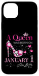 Coque pour iPhone 14 Plus A Queen Was Born on Janvier 1, 1er Janvier Anniversaire