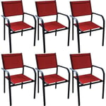 Fauteuil en aluminium Duca (Lot de 6) Graphite et rouge