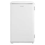 COMFEE' RCD93WH2UKRT(E) Under Counter Fridge Only, 93L Retro Freestanding Fridge with Chiller Box, Adjustable Thermostats, LED light, White