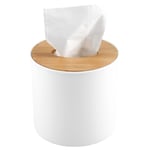 Removable Bamboo Cover Plastic Tissue Box Holder Storage Org