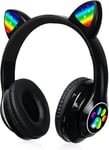 Casque Bluetooth Pour Enfants Sans Fil,Casque Cat Pliable Avec Led Flash Lumières Glow, Enfants Bluetooth 5.0 Avec Microphone Et Contrôle Du Volume, Carte Slot Pour Pc/Tablettes/Tv[QUE071246]