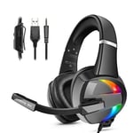 RGB Gaming Headset Melunvaimennusmikrofoni Surround Sound LED-kuulokkeet PS5 PS4 Xbox One PC Kannettava Mac Tietokone PC