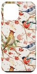 Coque pour iPhone 15 Pro Max Oiseaux colorés et baies d’hiver art naturel