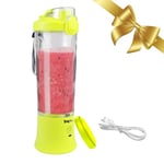 Portable Blender Smoothie Maker for Shakes and Smoothies 600ml Personal Blender Mini Blender USB Rechargeable with 6 Blades Leakproof Smoothie Blender for Gym Travel Sports Office, Yellow-Total Chef