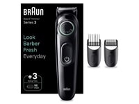 Braun BeardTrimmer 3 BT3411, Tvättbar, Batteri, Svart, Grön