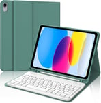 Étui Clavier Pour Ipad 10eme Generation Coque Clavier Ipad 10eme Generation 2022 10.9"",Azerty Français Bluetooth Clavier Détachable Pour Ipad 10 Ème Génération A2696/A2757/A2777,Vert Foncé