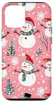 Coque pour iPhone 12/12 Pro Motif bonhomme de neige rose festif