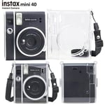 Étui pour appareil photo Instax Mini 40,film instantané,sac de protection en cuir PU/housse en cristal clair avec sangle initiée - Type Clear