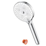 Pommeau de douche economie deau, YEAUPE pommeau douche anti calcaire 6 types de jet, pommeau de douche haute pression pommeau de douche filtrant (diamètre 130 mm) Chromé