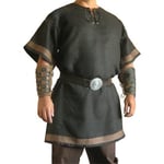 edeltida herrkostym Cosplay Party Renaissance Tunika Viking Knight Pirate Vintage Warrior Shirts Black M