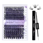 Individual Lash Clusters Extension Kit C3/C9 0.07mm D Curl Cluster Lashes Natural 12-16mm Mix DIY Eyelash Extensions Kit Individual Lashes with Lash Bond and Seal