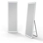 Acezanble - Miroir sur pied rectangulaire 40 x 160cm, Miroir lumineux 3 Couleurs + Dimmable