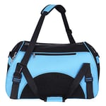 Cat Carrier Bag Soft Sided Dog Travel Carrier Airline Approved Pet Animal Carrier Portable Foldable Handbag with Shoulder Strap Breathable Mesh Carrier Cat Puppy Rabbit Carrier (Blue, L:53x32x25CM)