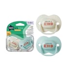 Tommee Tippee Twin Pack Dummies BPA Free Soothers 0-6M Colour/Design May Vary