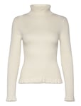 Sherry Frill Knit Top Tops Knitwear Turtleneck Cream NORR