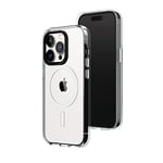 RhinoShield Coque Clear Compatible avec Magsafe pour [iPhone 14 Pro] | Force magnétique supérieure, Haute Transparence et résiste au jaunissement. Personnalisable - Noir Contour objectifs Photo