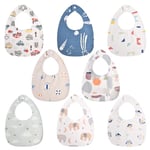 Vicloon Coton Bavoirs Bébé, 8 Pièces Bavoirs Bandana pour Bébé, Drool Bib Etanche, Bavoir de Dentition Doux et Absorbants, Bavoir Imperméable Unisexe pour Nouveau-Nés de 0 à 36 Mois