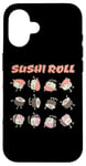 Coque pour iPhone 16 Rouleau de sushi amusant dessin animé Kawaii Anime japonais Art Design