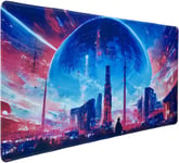 Tapis de Souris de Jeu,Tapis de Souris étendu Taille 90x40CM épaisseur 2MM,Tapis de Souris d'ordinateur antidérapant et étanche avec Bords Cousus pour jeux/bureau/maison-90x40 Cybercity