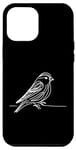 Coque pour iPhone 15 Pro Max Line Art Oiseau et Ornithologue Pin Siskin