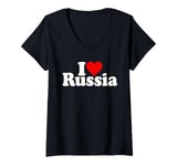 Womens I LOVE HEART RUSSIA V-Neck T-Shirt