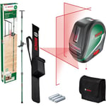 Bosch cross line laser UniversalLevel 3 with telescopic rod(3 laser lines incl. vertical line at 90°angle for an additional laser cross on the ceiling and bottom plumb for alignments,in cardboard box)