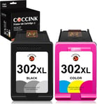 302XL pour Cartouche 302 XL Noir et Couleur DeskJet 3630 3633 3636 3639 2130 2132 2136 Envy 4520 4521 4524 4525 4528 Offic3830 3831 Remplacement Cartouches d'encre