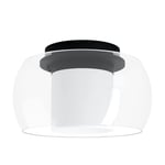 EGLO Plafonnier LED Briaglia-c, luminaire élégant dimmable pour plafond, lampe de salon connectée en métal noir avec boule en verre et cylindre opaque, blanc chaud – froid, RVB