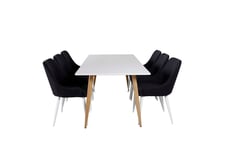 Venture Design Polar & Plaza matgrupp Vit/svart 6 st stolar & bord 180 x 90 cm