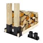 Relaxdays Firewood Stacking Aid Set of 2, DIY Wood Rack for 2x4s, Storage Stand, Coated Steel, Black, 16 x 34 x 10 cm,10028793