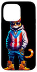 Coque pour iPhone 14 Pro Max Chill Orange Cat Puerto Rican Flag Swag Boricua