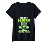 Womens I'm Just Here For The Pickle Juice Pickle Vegan Cucumber V-Neck T-Shirt