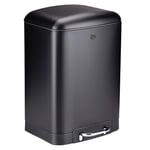 Dirt Devil Pedal Bin 12 L - Kitchen Waste Bin with Soft Close - Stainless Steel Waste Bin - Removable Inner Bucket - Kitchen Waste Bin - 27.5 x 25.5 x 40.2 cm - Black