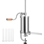 Poussoir à Saucisse Verticale Manuel en Acier Inoxydable,Machine à Saucisse Professionnelle avec 4 Tubes (15mm, 19mm, 22mm, 25mm) pour Cuisine