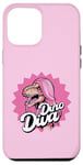 Coque pour iPhone 15 Pro Max Dinosaure aux cheveux roses, citation de Dino Diva