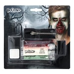 BOLAND 45095 Kit Maquillage Zombie Graisse Sang Théâtre Latex Liquide 1 Sachet de Viande Gruseleuse 1 Eponge 1 Applicateur 1 Zip Mixte Adulte Multicolore Taille Unique