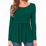 Bearsland Women's Nursing Tops Long Sleeve Scoop Neck Breastfeeding Shirt Maternity Clothes, Deep Green, XXL