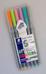 Staedtler Triplus Fineliner Pens Pastel Colours Wallet of 6 Assorted Colours