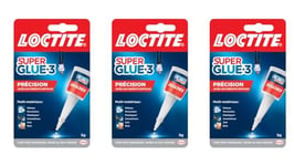 Loctite Super Glue-3 Précision, colle forte pour réparations précises, colle liquide tous matériaux, colle transparente à séchage rapide, flacon 5 g (Lot de 3)