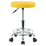 Tabouret réglable en Hauteur Rotatif Tabouret de Bar Tabouret de Travail en Cuir synthétique Tabouret de Bureau Tabouret de Pratique Jaune