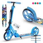 AREBOS trottinette de ville scooter réglable en hauteur pliable Bleu