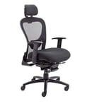 Office Hippo Desk Chair, Ergonomic Heavy Duty Office Chair, Fully Adjustable For Extra Comfort With Lumbar Support, Computer Chair For 24 Hour Use, 152kg User Weight, Black